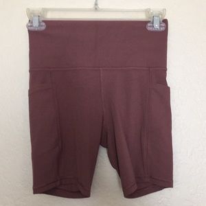 Athleta burgundy ribbed side bike shorts size xs